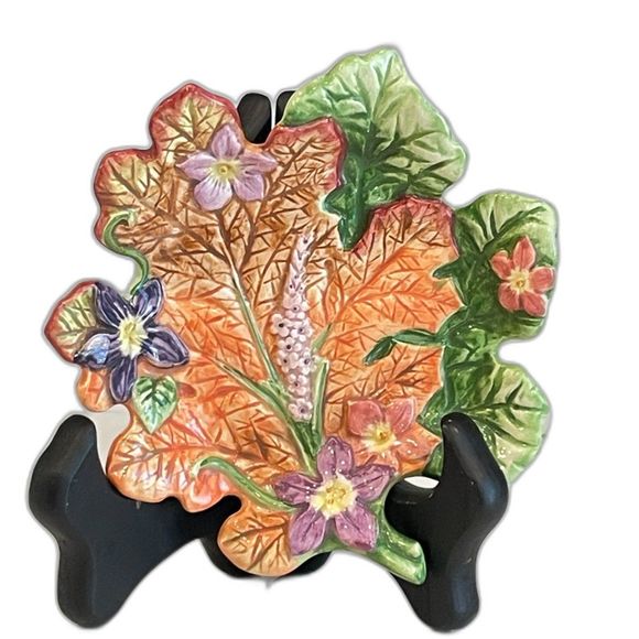 Vintage Fitz & Floyd Classics Woodland Spring Leaf Decor Plate/Trinket Dish 5" - Picture 1 of 7